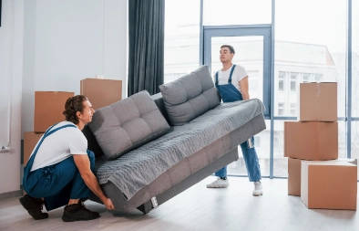 Movers carrying a sofa