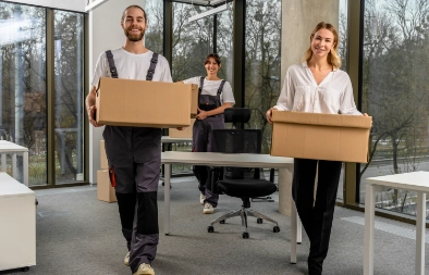 Movers moving an office